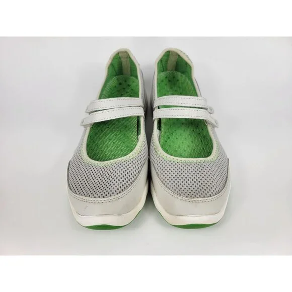 LL Bean Two Strap Mary Jane Shoes Sneakers Womens Size 8 Gray White Green 260976 - Picture 7 of 9